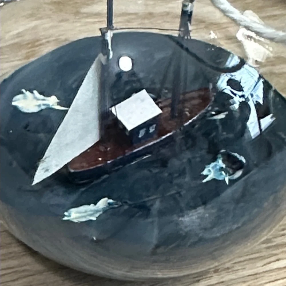 Crate & Barrel Ship-In-A-Bottle Glass Christmas Ornament‎ Nautical